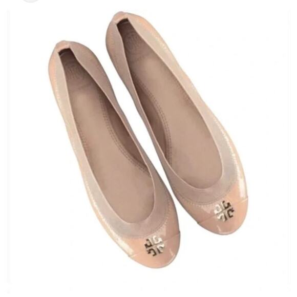 Tory Burch Blush Flats with Gold Emblem - Picture 1 of 8